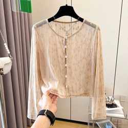 Lace shawl ຂອງແມ່ຍິງ summer suspender skirt ມີ blouse cheongsam cardigan ສັ້ນ hollow mesh ເປືອກຫຸ້ມນອກຂະຫນາດນ້ອຍ