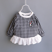 Baby girl plaid dress Spring and Autumn wear thin T-shirt baby Foreign Girl 1-3 year old child retro skirt