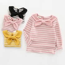 Children striped undershirt spring dress Long sleeves T-shirt girl baby baby spring fall outside wearing foreign air hit bottom shirt 3 years old