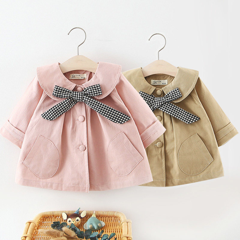 Female Baby Windcoat Jacket Spring Autumn Clothing Girl Baby Cardiovert Outwear Outside Pie Little Girl Clothes 0-3-year-old 1