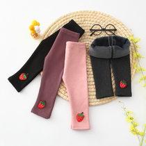 Baby girl leggings autumn and winter clothes plus velvet padded baby girl baby pants foreign atmosphere 0-3 one and a half years old 1