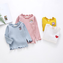 Girls spring T-shirt Spring and autumn female baby baby top long-sleeved thin 0-1-3 years old foreign style bottoming shirt all-match