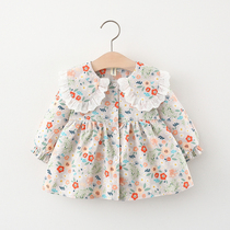 Baby Girl Dress Childrens Skirt 2021 New Baby Lapel Flower Princess Dress Spring and Autumn Korean Open Shirt Dress
