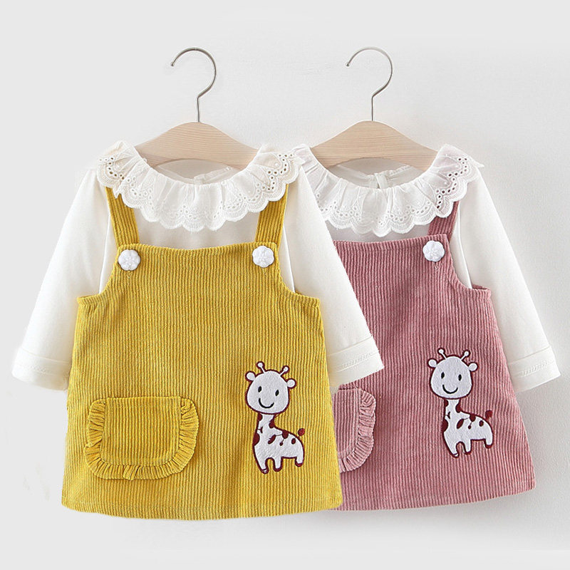 Children's Spring Princess Baby's Gas Strap Baby's Two - Piece Set Spring and Autumn Long - sleeve Dress 0 - 3 years old 1