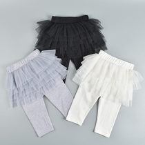 Female baby puffy yarn culottes Girls fake two-piece trouser skirt baby thin leggings three-point pants 1-3 years old 2 foreign style