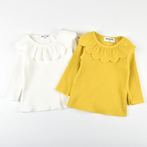  Girls autumn and winter long-sleeved T-shirt Little girl baby doll collar top Spring and autumn 0-3 years old 1 baby princess bottoming shirt 2