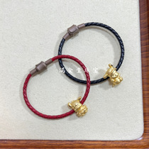 Pure gold 999 gold swimming ring Pacha dog transfer bead bracelet 3D hard gold cute zodiac dog natal year bracelet