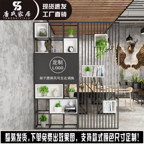 Iron office front desk light luxury creative industrial style partition cabinet bookshelf flower stand entrance company screen storage rack