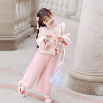 Tang Loaded Hanfu Girls Winter Ancient Wind Suit Baby New Year Dress China Wind Cotton Padded Jacket for the Year of the Child Garveled Winter