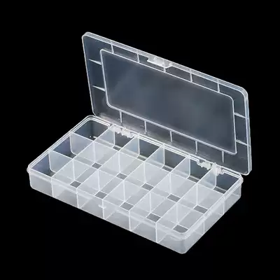 107 small fixed grid 18 compartment storage box parts box screw box sample cassette lid plastic box accessories box