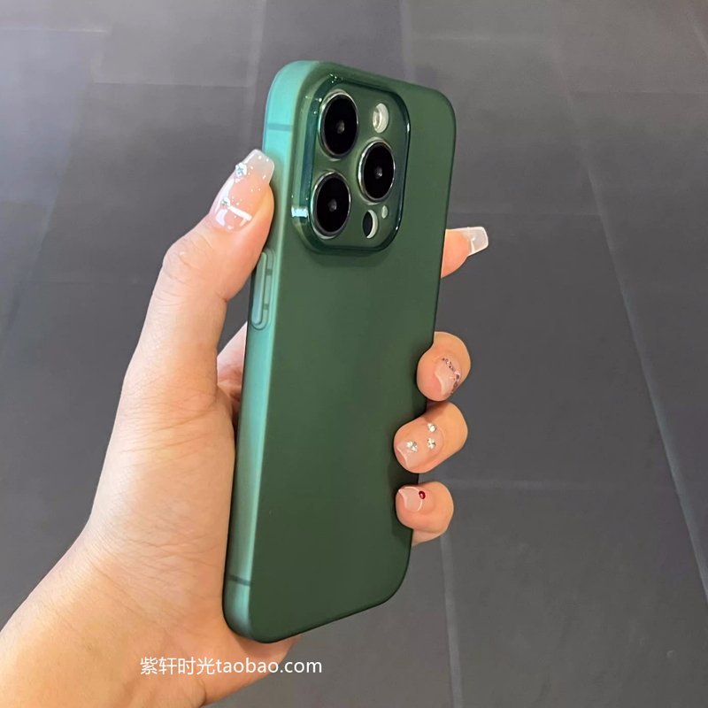 Niche ins Style Dark Green Silicone Soft Case Suitable for Apple 15 Pro Max Phone Case iPhone 14 Ultra-Thin 13 Cangling Green 12 Skin-Feel Matte Mini Bare-Metal Feel 11 Full Coverage Lens XS