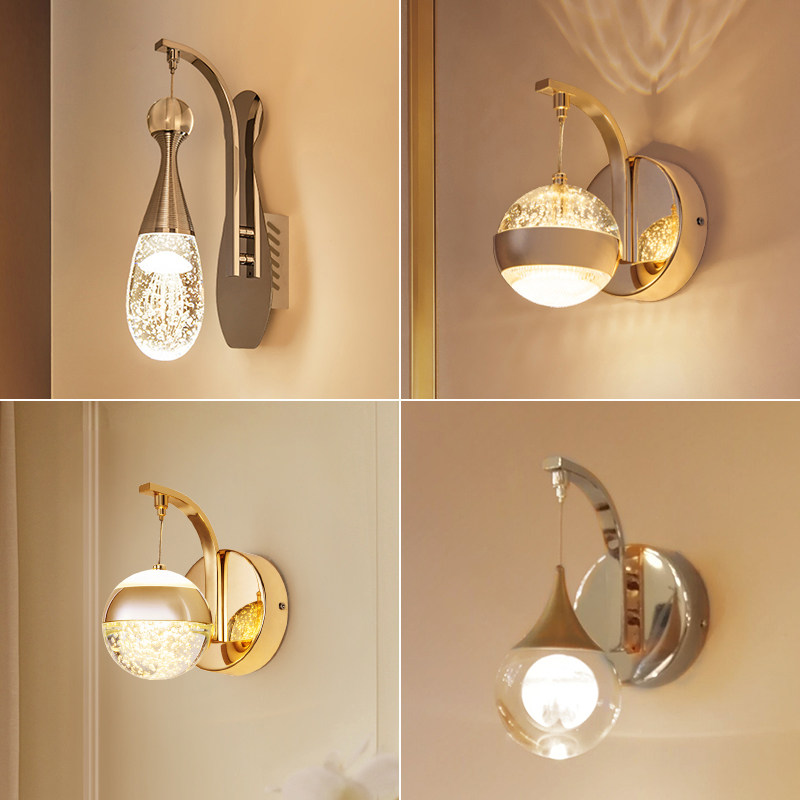 Bedroom bed headlights crystal wall lamp minimalist modern living room background wall Eurostyle light lavish dining room Staircase Wall Lamp