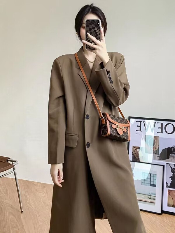 Original Export Surplus Brand Suit Jacket for Women, Mid-Length, Spring and Autumn, British Style, Single-Breasted Blazer