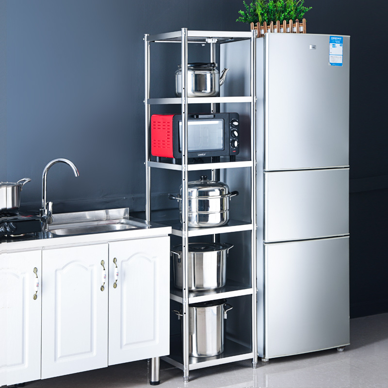 304 STAINLESS STEEL KITCHEN SHELVE WITH FIVE LAYERS OF MICROWAVE OVEN CONTAINED FLOOR HOLDER FLOOR CLIP STITCH MULTILAYER STORAGE BOWL PAN RACK 6