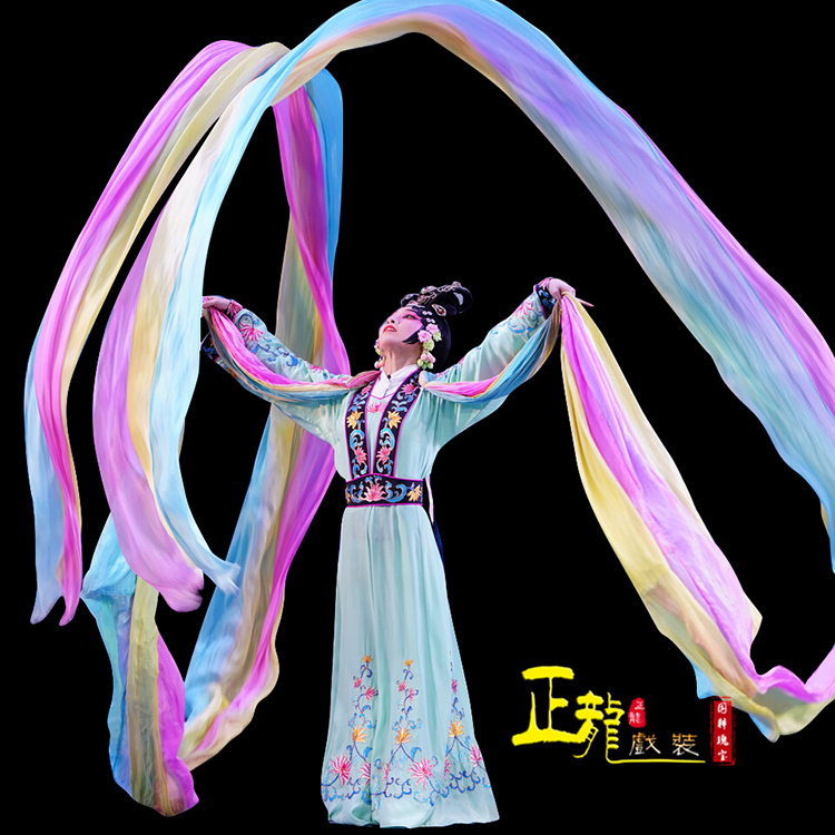 Zhenglong Costume Peking Opera Dance Costume Celestial Maiden Flower Spreading Colorful Silk Ribbon Long Silk Ribbon Flying Dance Real Silk Colorful Silk
