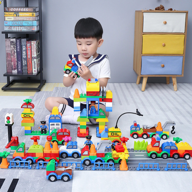 Children's assembly toy carpool assembly car variety car manual removable city train Building block car model