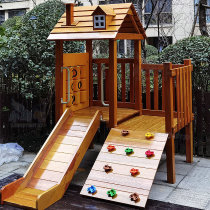 Childrens outdoor wooden huanghuali multi-functional climbing frame wooden slide swing kindergarten outdoor large toy