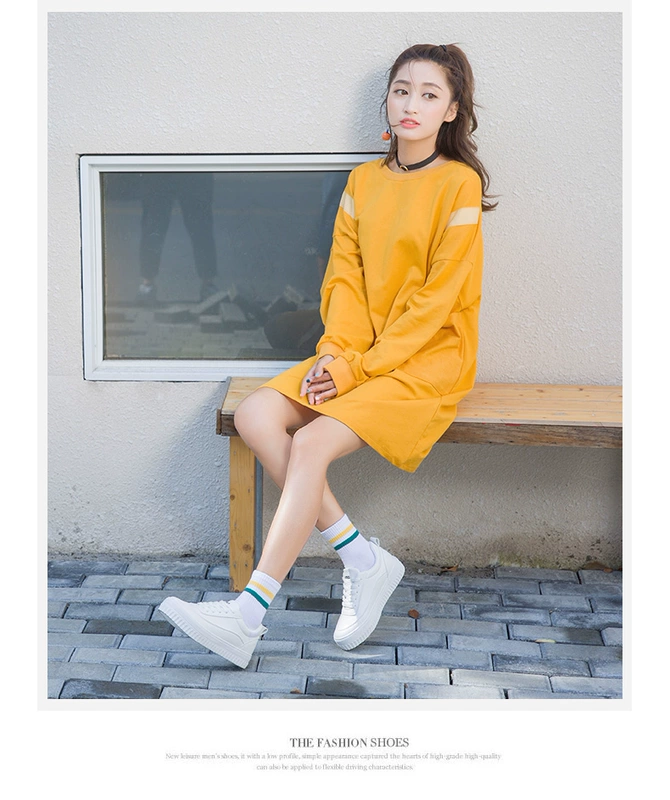 Senma nam và nữ mùa xuân và mùa thu microfiber da buộc thấp để giúp giày thể thao giản dị giày chạy giày skate giày trắng - Giày thấp