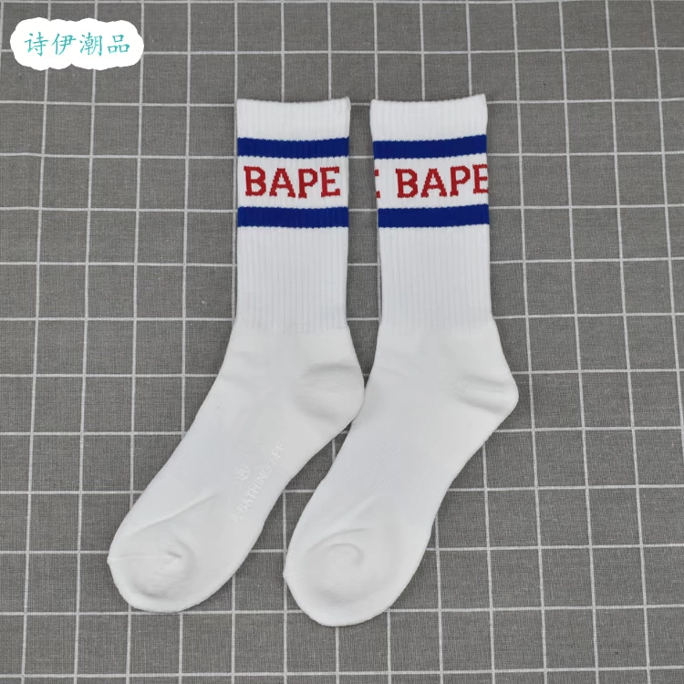 bape nam và nữ head triều tất nam và nữ vài đôi ván trượt ván bóng rổ vớ cotton thấm mồ hôi đáy khăn trong ống vớ thể thao - Vớ thể thao