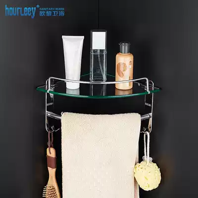 Powder room 304 stainless steel rack Wall-mounted bathroom Bathroom glass rack Tripod corner rack