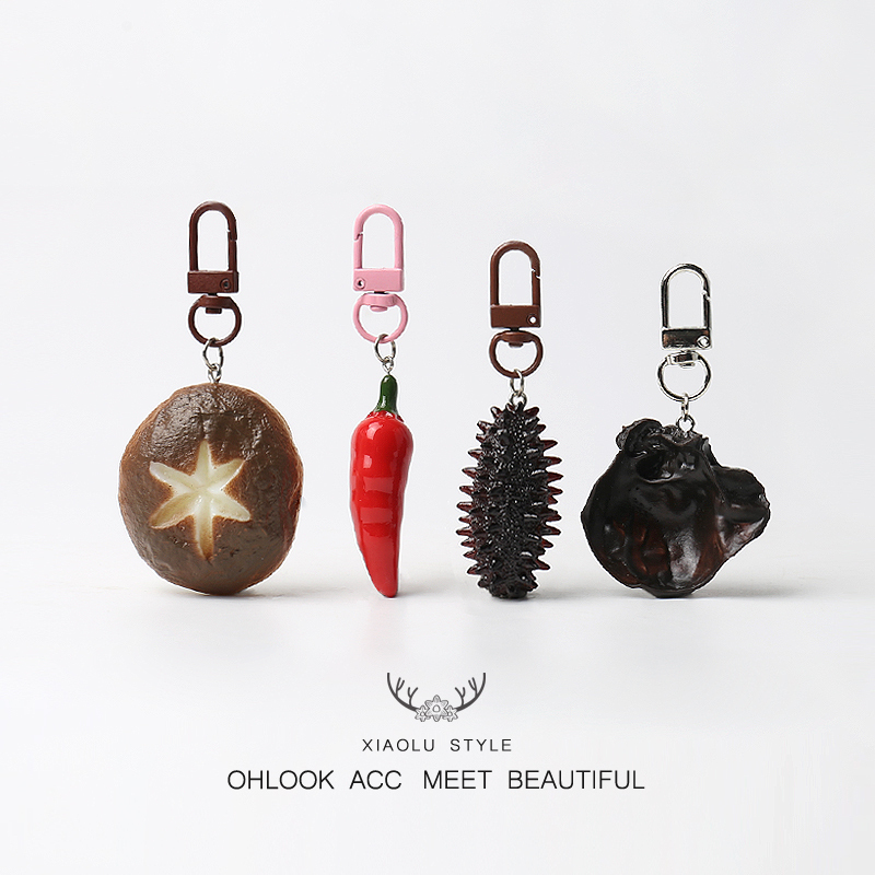 Fun Realistic Food Chili Mushroom Keychain Original Design Backpack Pendant Personalized Accessory Car Pendant Fun Realistic Food Chili Mushroom Keychain Original Design Backpack Pendant Personalized Accessory Car Pendant