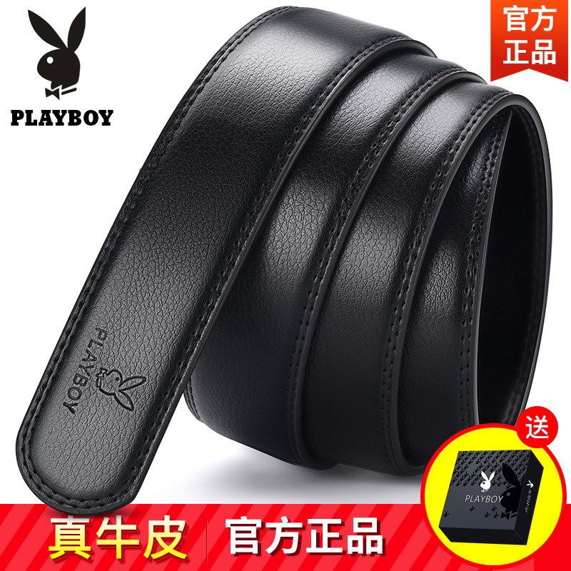 Playboy scalp belt men's fur leather automatic button youth belt without leading middle-age pants with bull belt
