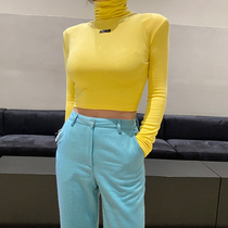 HChen Korea official website direct mail fashion gas paper tablet person slim long sleeve high-collar tight T-shirt