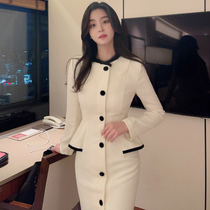 HChen Korea Direct Mail High-end elegant commuter temperament of loose leaf hair coat dress