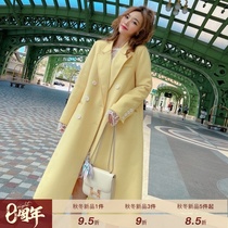 MissLuxury Hepburn second generation yellow double-sided coat womens new Australian wool long coat