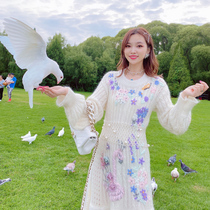 MissLuxury2020 winter new irregular knitted dress with wool sweater handmade three-dimensional flowers