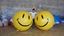 PVC Yellow Smiley Face Air Balloon Celebration Ad Liftoff Ball liftoff to the moon