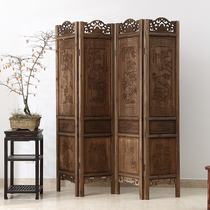 Chinese living room screen partition solid wood to make old gate figure carving screen office porch folding screen