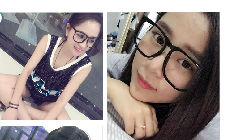 Kính mặt lớn khung cận thị nữ tròn mặt thủy triều lớn khung kính đen nam phẳng gương phiên bản Hàn Quốc của khung kính retro đầy đủ - Kính khung kính mát