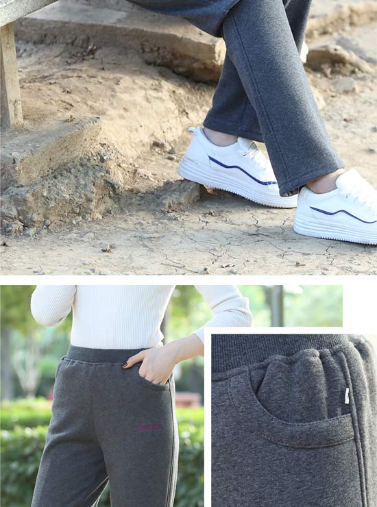 Mùa xuân và mùa thu dày cộng với quần thể thao nhung quần nữ trung niên quần cao eo rộng kích thước lớn mẹ tải quần giản dị áo cho mẹ