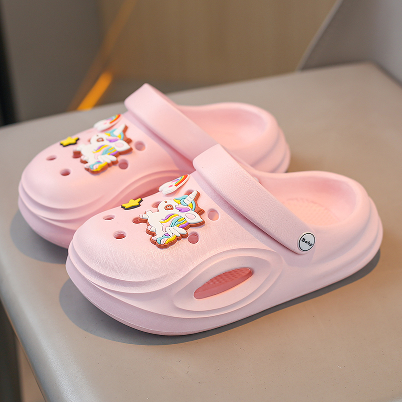 Girls' Clogs Unicorn Soft Sole Non-Slip Kindergarten Baby Two-Way Wear Closed-Toe Odor-Resistant Girls' Two-Way Wear Sandals Girls' Clogs Unicorn Soft Sole Non-Slip Kindergarten Baby Two-Way Wear Closed-Toe Odor-Resistant Girls' Two-Way Wear Sandals