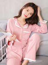Одежда для отдыха 孕出色新款春秋纯棉对襟侧开口月子服腰可调孕妇哺乳衣套装j13003