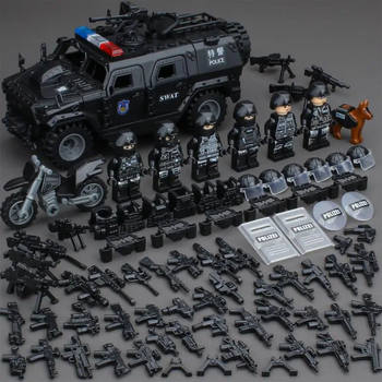 Chinese building block minifigure military special forces police boy assembly villain soldier children's educational toy puzzle