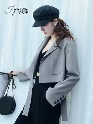 Small suit women's short small coat spring and autumn 2021 New temperament Net Red fashion high waist casual suit