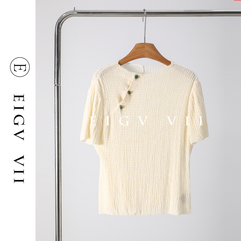 『857』Light Luxury New Chinese Style Silk Velvet Top for Women, Autumn Slim Fit Diagonal Placket National Style Mulberry Silk Shirt T-Shirt