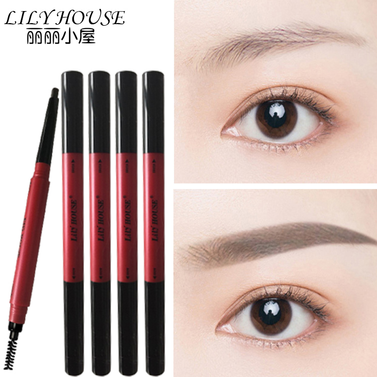 Lili Cottage Easy On Makeup Eyebrow Pen Fine Control Shaping Solid Double Head Automatic Brow waterproof anti-perspiration without fainting