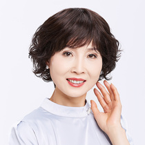 Wig short hair real hair Genuine Hair Silk Full-hood Lady Middle Aged Fashion Fluffy Mom Full Head Wig Sleeve