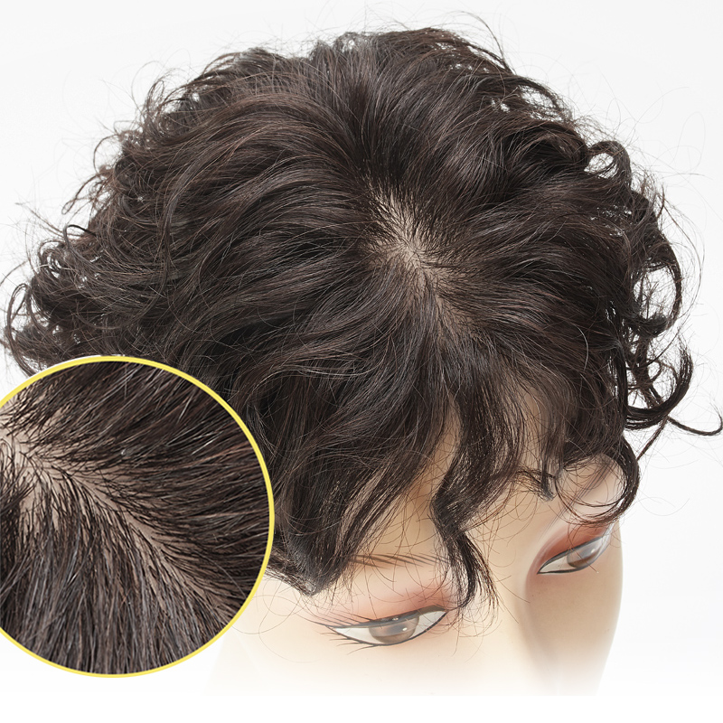 Top of the head Hair Tonic Sheet Girl White Hair Light Hair Thinning Hair-free Hair Dresser REAL HAIR HAIR COVER ROLL OF THE OLD AGE WIG SHEET IN THE MIDDLE OF THE HEAD