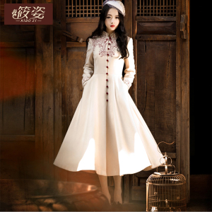 筱 姿 香香 玻璃 2017 mùa thu mới của phụ nữ thời trang retro áo len là mỏng trong áo dài