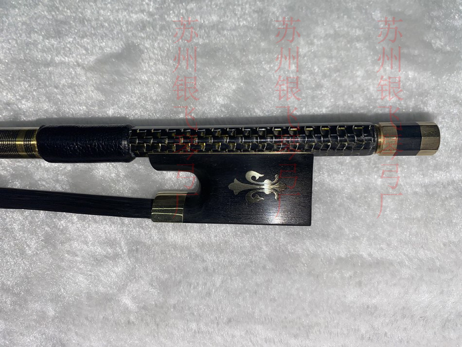 Play Assay Exam Upscale Gold Silk Carbon Fiber Small Ticking Bow Black Horsetail Adult Violin Cello