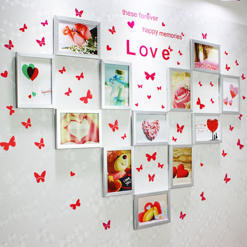 Heart-shaped photo wall decoration without punching caring photoframe wall wall wall wall combined background wall creative