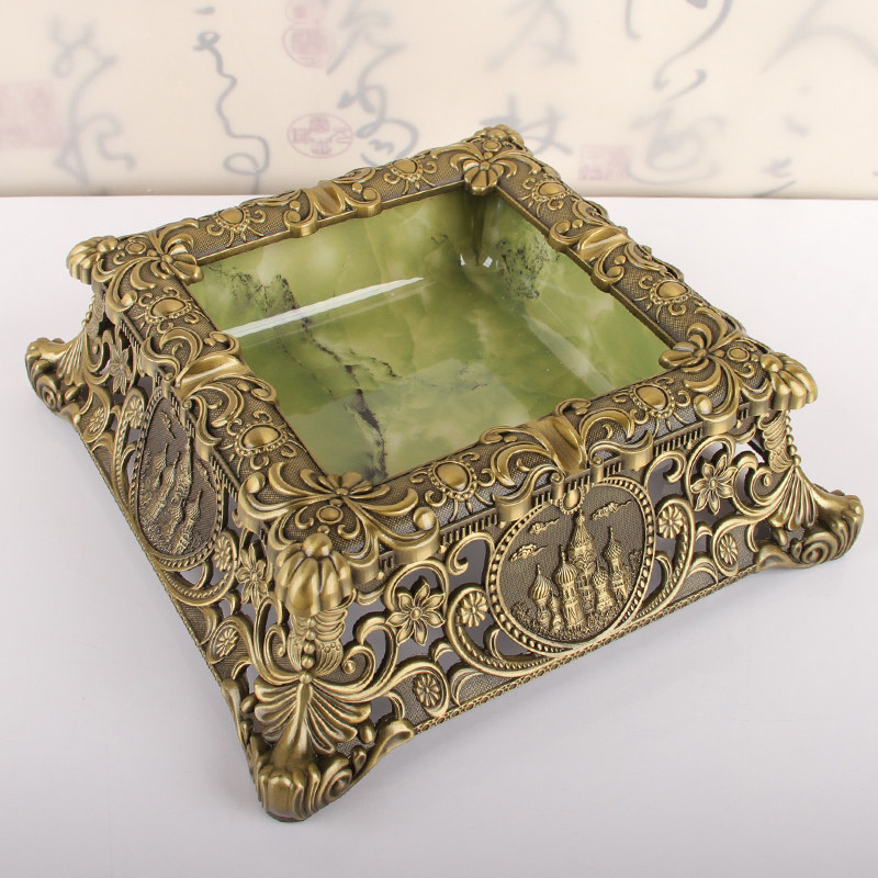 Chinese style tobacco ashtray home living room big number personality light luxury imitation ancient bronze cigarette cylinder boys gift home soft decorations