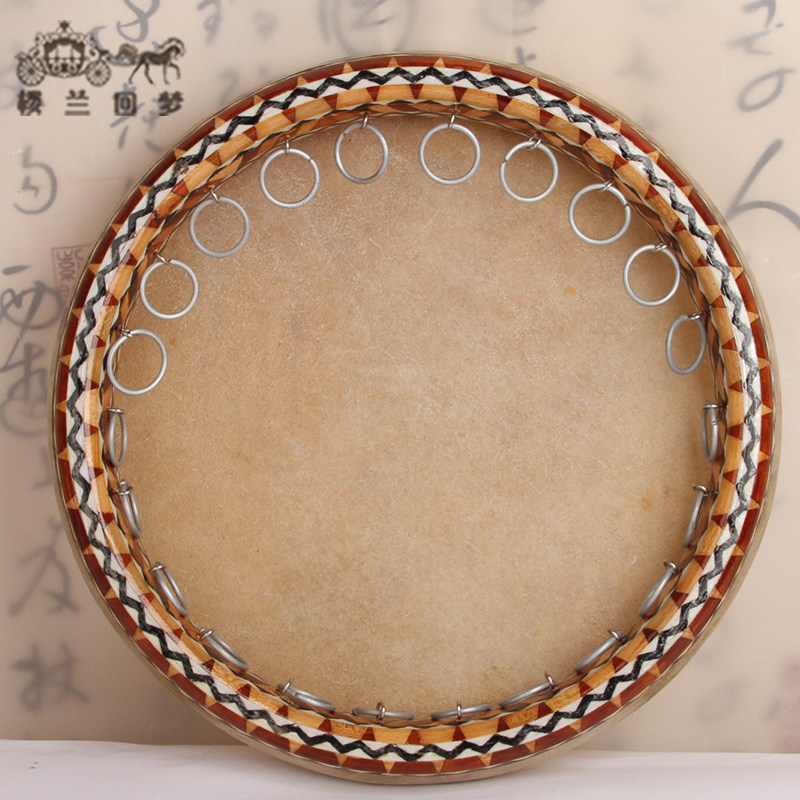 Xinjiang tambourine 35 40 cm buffalo leather professional playing Xinjiang drum handmade ethnic instruments high-grade ethnic drums