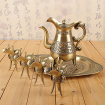  High-end bronze wine set Wine dispenser Chinese household liquor pot Antique wine glass goblet wine bottle gift box