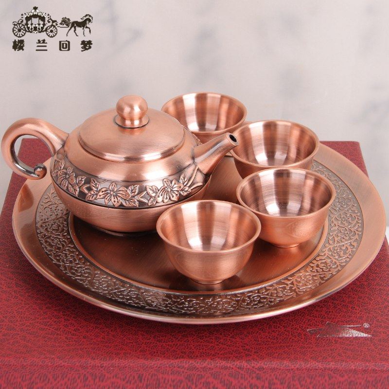 Pakistani bronze carved bronze Russian pewter kung fu tea set special handicraft special may 1 gifts