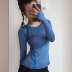 Áo thể thao mùa thu áo thun nữ dài tay sửa chữa bó sát quần skinny bó sát gợi cảm chạy bộ quần áo thể dục nhanh khô áo thun tập gym nam Áo phông thể thao